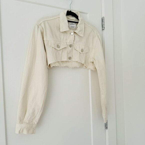 NWOT Pull & Bear Ivory Denim Jacket, Size S - Picture 3 of 6